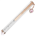 Crystalline ballpoint pen Heart, Pink, Pink lacquered, Rose gold-tone plated